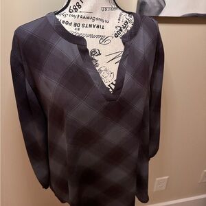 Plaid V-Neck Women's Top